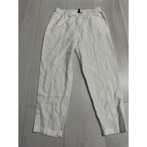 Eileen Fisher Petite Linen Relaxed Fit Pants Cropped White Size PM - Picture 1 of 7